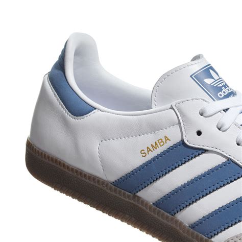 adidas samba weiß mit blauen streifen|Adidas Samba rubber sole.